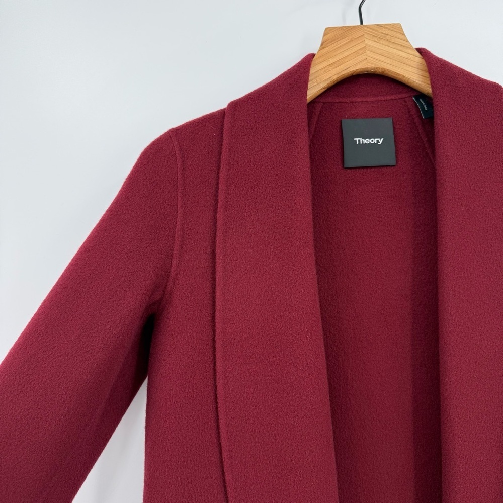 Theory Shawl Collar Clairene Jacket Wool Cashmere in Currant Size P XS - Picture 5 of 11